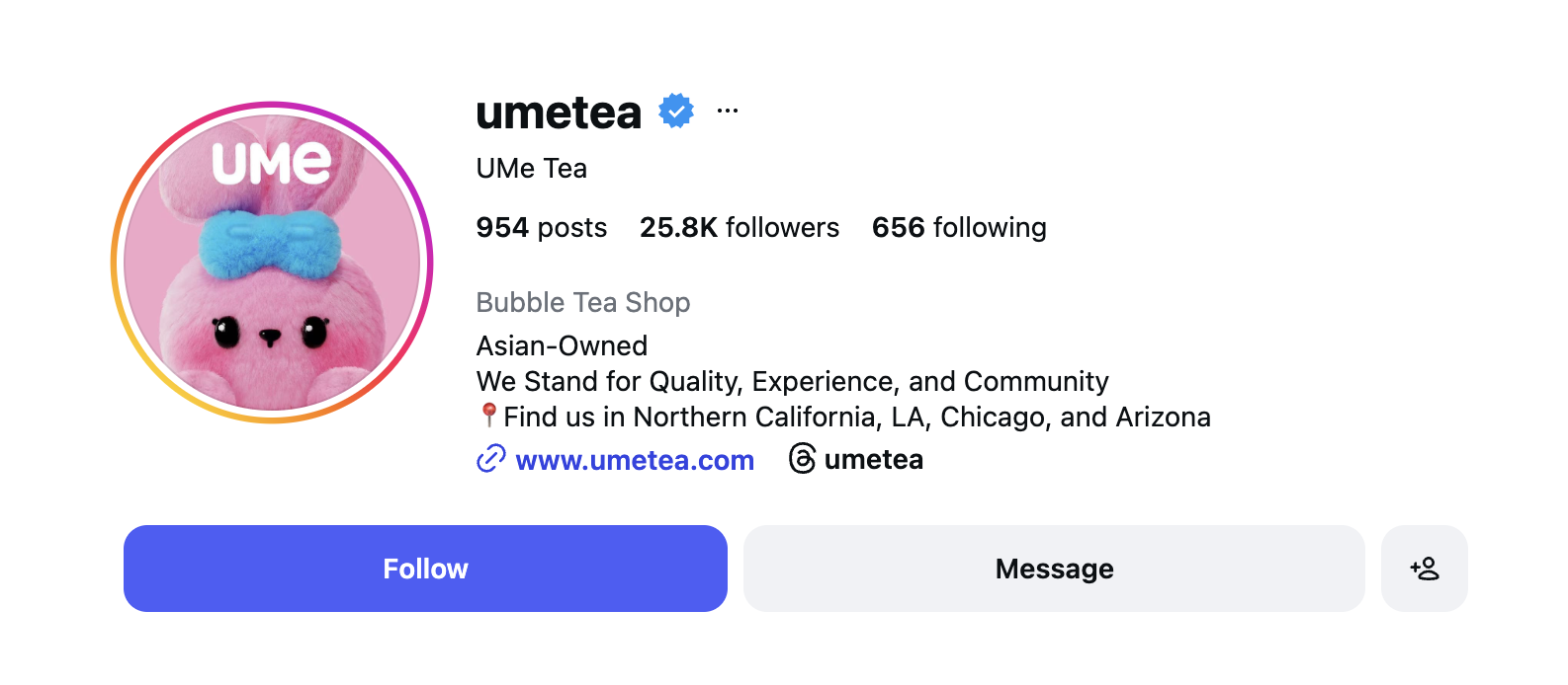 UME Tea Instagram — 25.8K followers