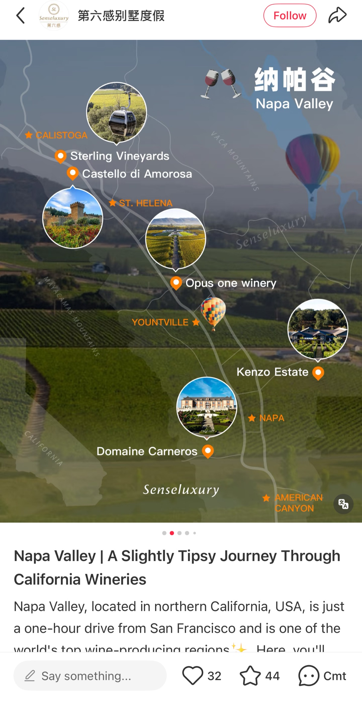 Napa Valley winery map on RedNote